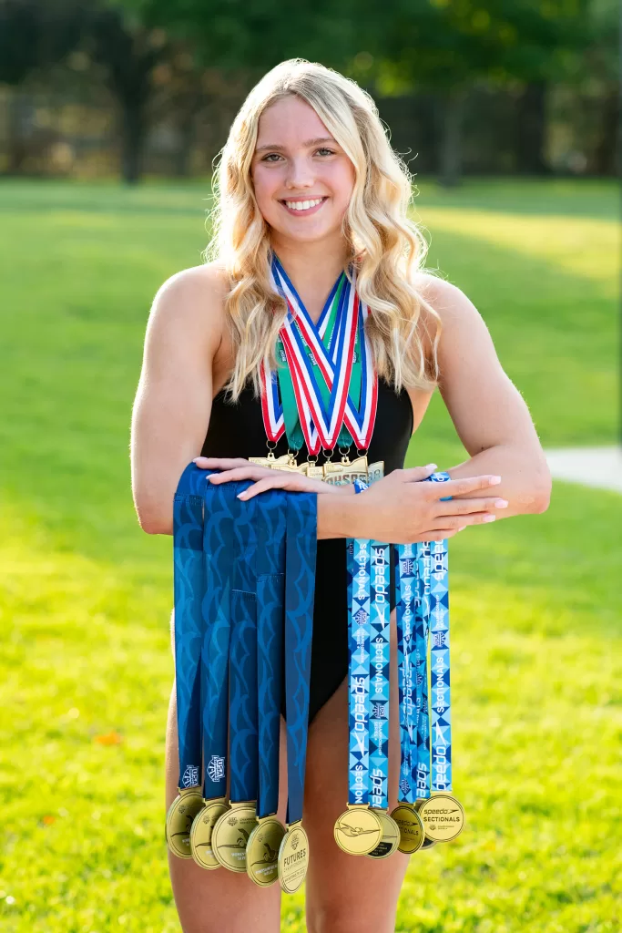 swimming senior with her medals