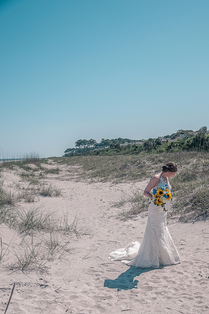 artistic bride on a beach